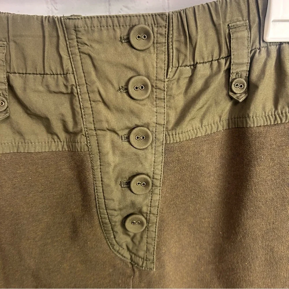 Ulla Johnson olive green designer mixed media shorts retro chic button accent